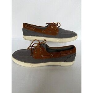 Polo Ralph Lauren Rylander Boat Shoes Gray Canvas Leather Men 13D